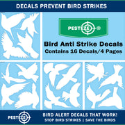 PESTEZE® USA UV Reflective Window Bird Decals–Anti Collision Static Cling Stickers for Windows to Prevent Birds from Hitting Glass–Removable, 16 Pack Window Alert Clings – Humane Bird Strike Prevention