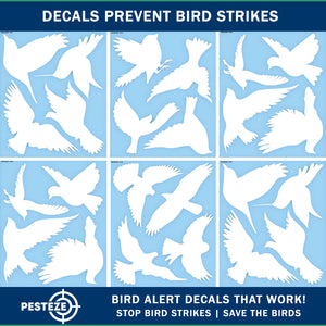 PESTEZE® UV Reflective Bird Anti Collision Static Cling Decals for Windows to Prevent Wild Bird Strikes [16 Decals/4 Pages] Bird Alert Window Decals Save Birds from Window Collisions & Help them Soar