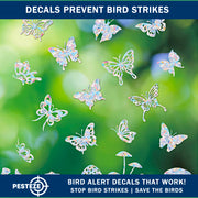 PESTEZE® USA Premium Window Bird Decals–Rainbow Butterfly Anti Collision Static Cling Stickers for Windows to Prevent Birds from Striking/Hitting Glass–16 Pack Prismatic Sun Catcher Window Alert Clings