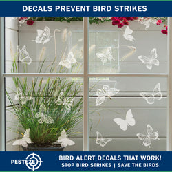 PESTEZE® UV Reflective Butterfly Anti Collision Static Cling Decals for Windows to Prevent Wild Bird Strikes [24 Decals/4 Pages] Bird Alert Window Decals Save Birds from Window Strikes & Help them Soar