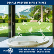 PESTEZE® USA UV Reflective Window Bird Decals–Anti Collision Static Cling Stickers for Windows to Prevent Birds from Hitting Glass–Removable, 16 Pack Window Alert Clings – Humane Bird Strike Prevention
