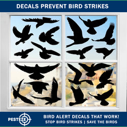 PESTEZE® Black Hummingbirds Anti Strike Static Cling Decals for Windows to Prevent Wild Bird Collisions [37 Decals/9 Pages] Bird Alert Window Decals Save Birds from Window Strikes & Help them Soar