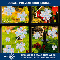 PESTEZE® Rainbow Leaf & Bird Anti Collision Static Cling Decals for Windows to Prevent Wild Bird Strikes [32 Decals/2 Pages] Bird Alert Window Decals Save Birds from Window Collisions & Help them Soar