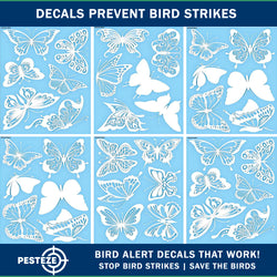 PESTEZE® UV Reflective Butterfly Anti Collision Static Cling Decals for Windows to Prevent Wild Bird Strikes [24 Decals/4 Pages] Bird Alert Window Decals Save Birds from Window Strikes & Help them Soar