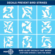 PESTEZE® USA White Hummingbirds Anti Collision Static Cling Decals for Windows to Prevent Wild Bird Strikes [37 Decals/9 Pages] Stickers to Keep Birds Safe from Glass Collisions & Protect Home Windows