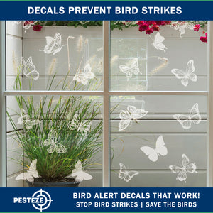 PESTEZE® Rainbow Butterfly Anti Strike Static Cling Decals for Windows to Prevent Wild Bird Collisions [16 Decals/2 Pages] Bird Alert Window Decals Save Birds from Window Strikes & Help them Soar
