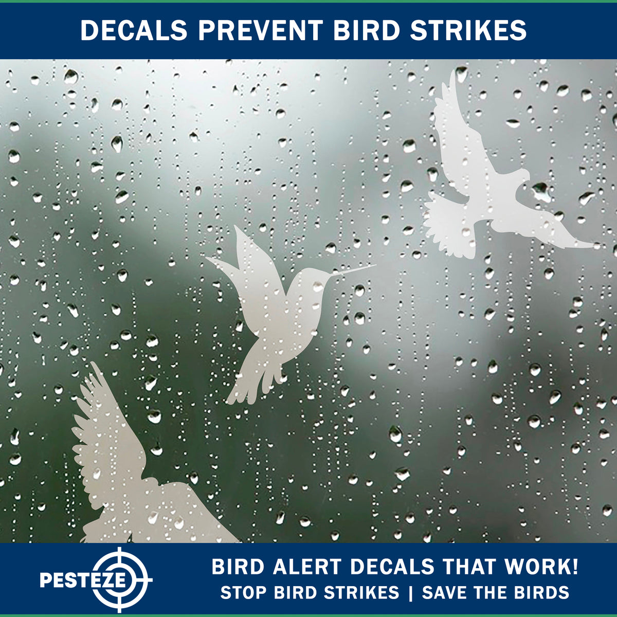 PESTEZE® USA UV Reflective Window Bird Decals–Anti Collision Static Cling Stickers for Windows to Prevent Birds from Hitting Glass–Removable, 16 Pack Window Alert Clings – Humane Bird Strike Prevention