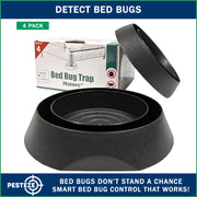 PESTEZE® USA Bed Bug Traps 4 Pack – Premium Reusable Bedbug Interceptors and Detectors for Bed Posts & Furniture – Chemical-Free Insect Trap Helps Monitor, Prevent Bugs Crawling on Beds, Sofas & Floors