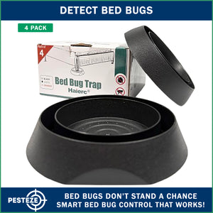 4 Pack PESTEZE® Reusable Bed Bug Insect Trap, Monitor &amp; Detector for Bed Posts &amp; Furniture Legs [6 x 1.5 Inch] Intercepts &amp; Protects against Bed Bugs without Harsh Chemicals