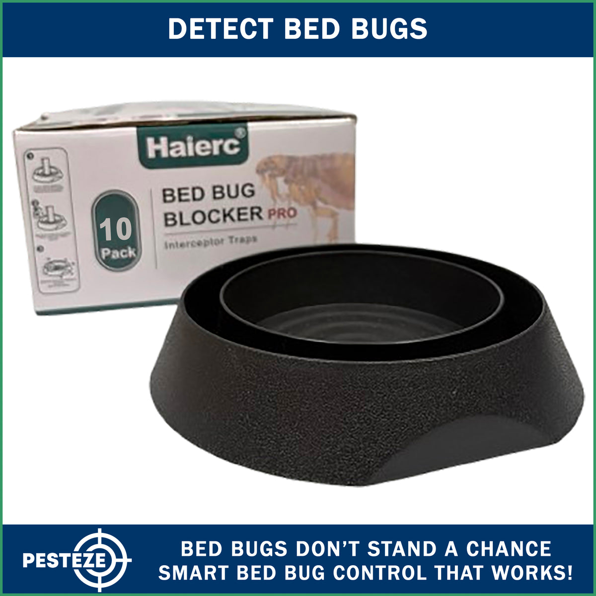 PESTEZE® USA Bedbug Interceptor Traps [10 Pack] – Reusable Crawling Insect Detectors for Bed Legs and Furniture Posts – Pest Monitoring Cups for Beds, Sofas, Bedrooms & Home Use