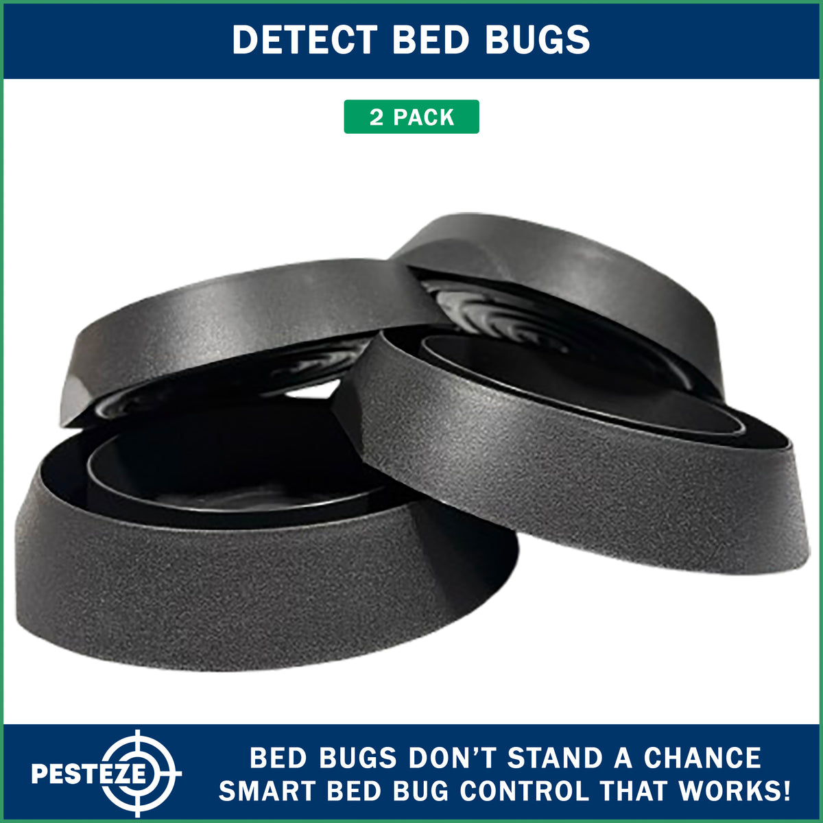 PESTEZE® USA Bed Bug Interceptors [2 Pack] – Reusable Bed Post & Furniture Leg Traps for Bedbug Detection and Monitoring – Crawling Insect Barrier for Beds, Sofas, Floors & Home