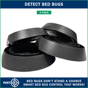 4 Pack PESTEZE® Reusable Bed Bug Insect Trap, Monitor &amp; Detector for Bed Posts &amp; Furniture Legs [6 x 1.5 Inch] Intercepts &amp; Protects against Bed Bugs without Harsh Chemicals