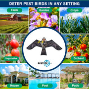 PESTEZE® USA Realistic Eagle Kite [2 Pack- 46 x 26 Inch with 13 ft Flagpole] Use in Yards & Farms to Protect Vegetables, Fruits & Crops from Pest Birds & Critters without Harming Them
