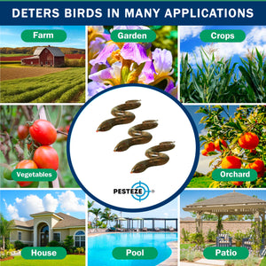 PESTEZE® Brown 39 Inch Realistic Inflatable Snakes [3 Pack] Repels Pest Birds like Woodpeckers, Sparrows, Pigeons, Crows, Gulls & Critters from Pools & Yards without Harming them to Protect Property
