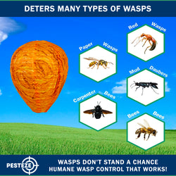 2 Pack PESTEZE® Cloth Waterproof Hanging Wasp Nest Decoy [11.8 x 8.6 Inch] Deters Several  Wasp, Hornet & Yellow Jacket Species by Simulating Enemy Hives.