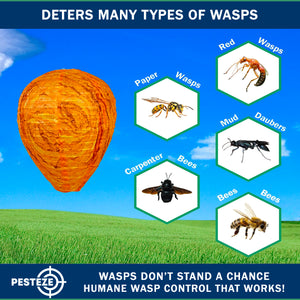 2 Pack PESTEZE® Cloth Waterproof Hanging Wasp Nest Decoy [11.8 x 8.6 Inch] Deters Several  Wasp, Hornet & Yellow Jacket Species by Simulating Enemy Hives.