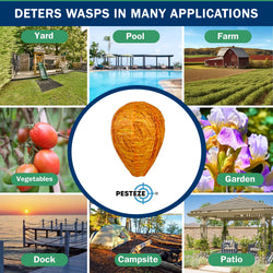 2 Pack PESTEZE® Cloth Waterproof Hanging Wasp Nest Decoy [11.8 x 8.6 Inch] Deters Several  Wasp, Hornet & Yellow Jacket Species by Simulating Enemy Hives.