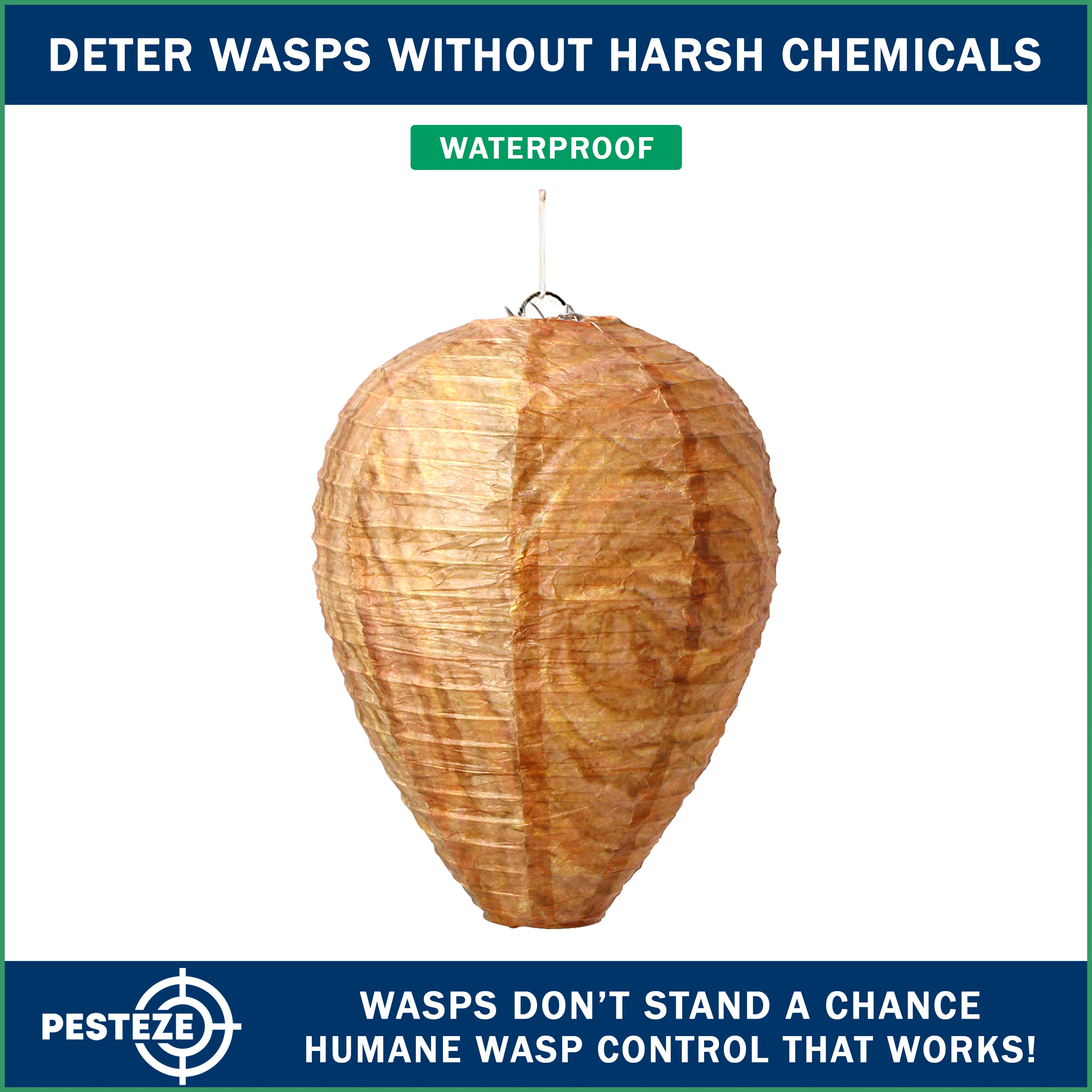 PESTEZE® USA Brown Waterproof Hanging Wasp Decoy Nest [2 Pack] Deters Several Wasp, Hornet & Yellow Jacket Species by Simulating Enemy Hives.