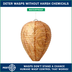PESTEZE® USA Brown Waterproof Hanging Wasp Decoy Nest [11.8 x 8.6 Inch] Deters Several Wasp, Hornet & Yellow Jacket Species by Simulating Enemy Hives.