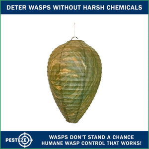 PESTEZE® USA Green Camo Paper Hanging Wasp Decoy Nest [11.8 x 8.6 Inch] Deters Several Wasp, Hornet & Yellow Jacket Species without Harsh Chemicals by Simulating Enemy Hives.