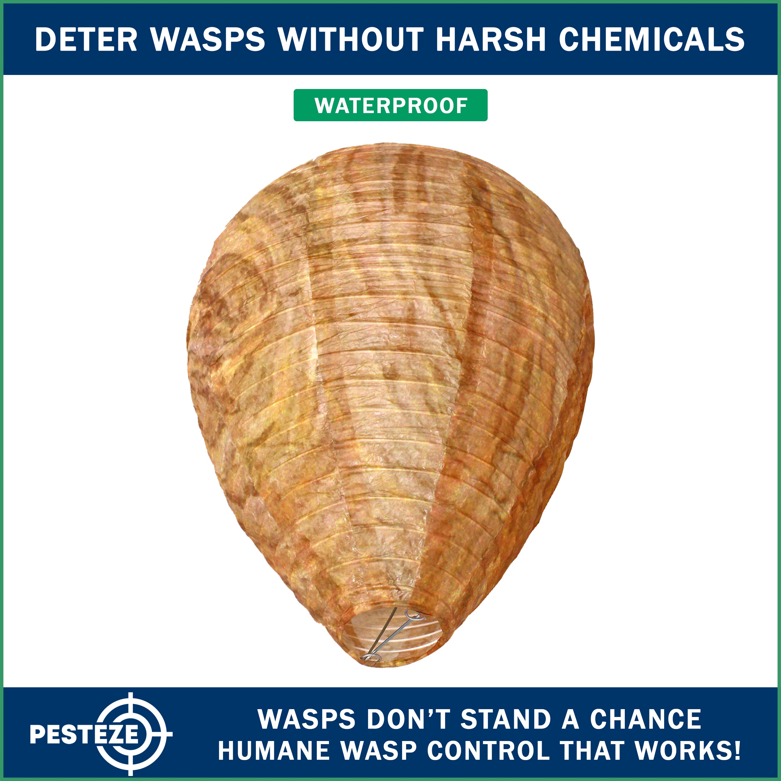 PESTEZE® USA Brown Waterproof Hanging Wasp Decoy Nest [2 Pack] Deters Several Wasp, Hornet & Yellow Jacket Species by Simulating Enemy Hives.