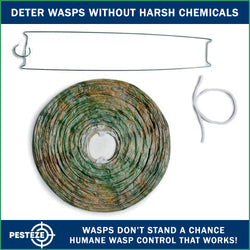 PESTEZE® USA Green Camo Paper Hanging Wasp Decoy Nest [11.8 x 8.6 Inch] Deters Several Wasp, Hornet & Yellow Jacket Species without Harsh Chemicals by Simulating Enemy Hives.