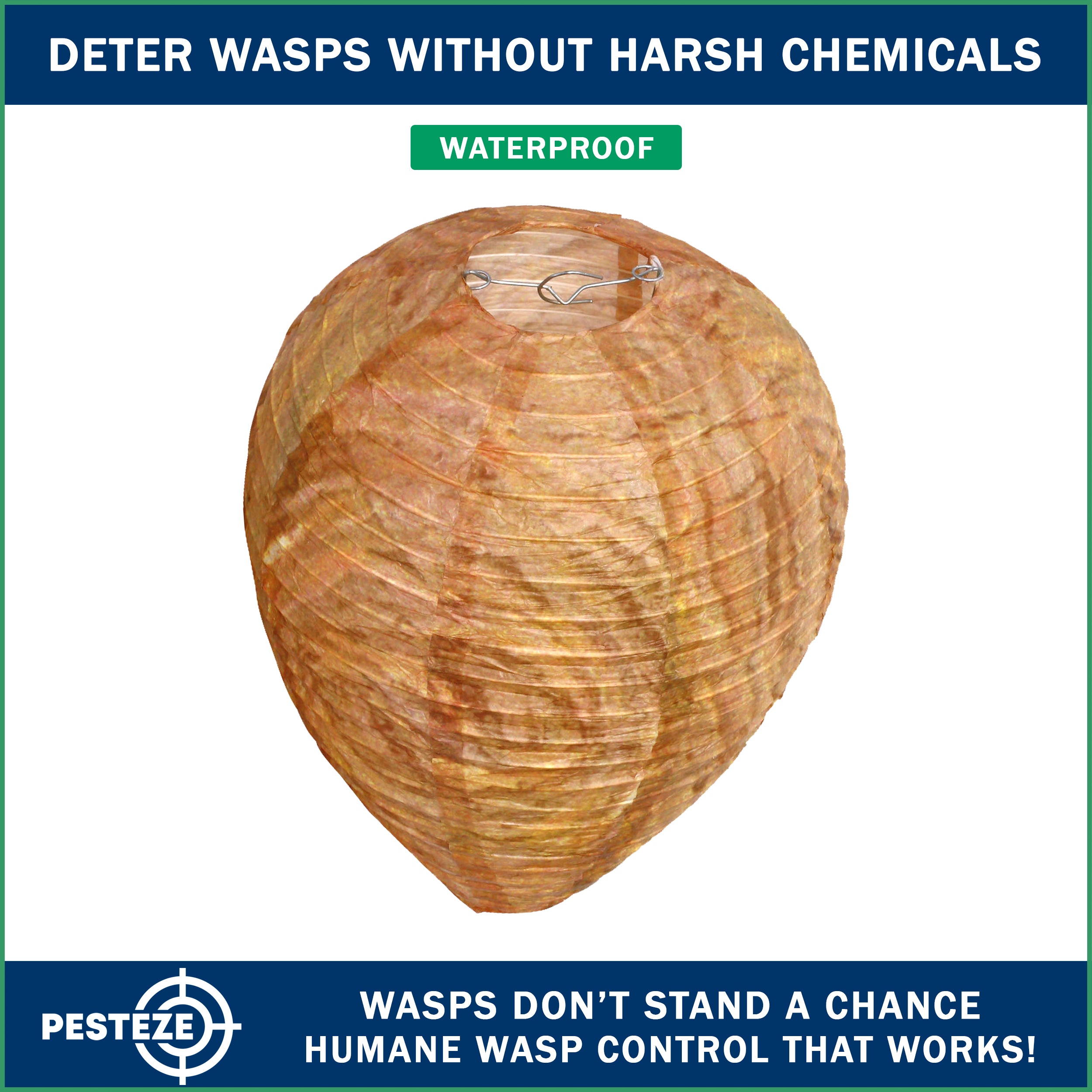 PESTEZE® USA Brown Waterproof Hanging Wasp Decoy Nest [2 Pack] Deters Several Wasp, Hornet & Yellow Jacket Species by Simulating Enemy Hives.