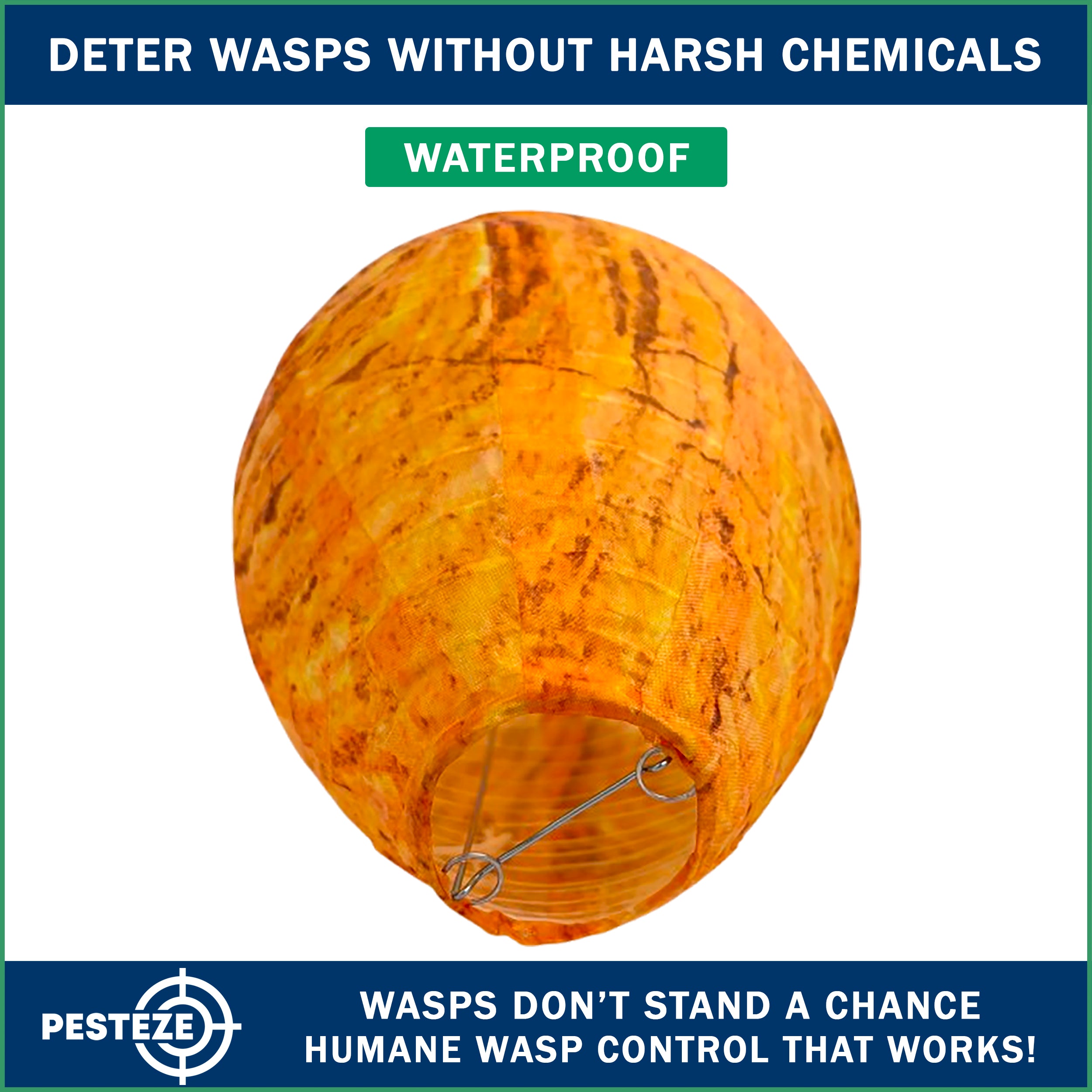 2 Pack PESTEZE® Cloth Waterproof Hanging Wasp Nest Decoy [11.8 x 8.6 Inch] Deters Several  Wasp, Hornet & Yellow Jacket Species by Simulating Enemy Hives.