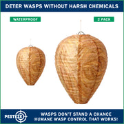 PESTEZE® USA Brown Waterproof Hanging Wasp Decoy Nest [2 Pack] Deters Several Wasp, Hornet & Yellow Jacket Species by Simulating Enemy Hives.
