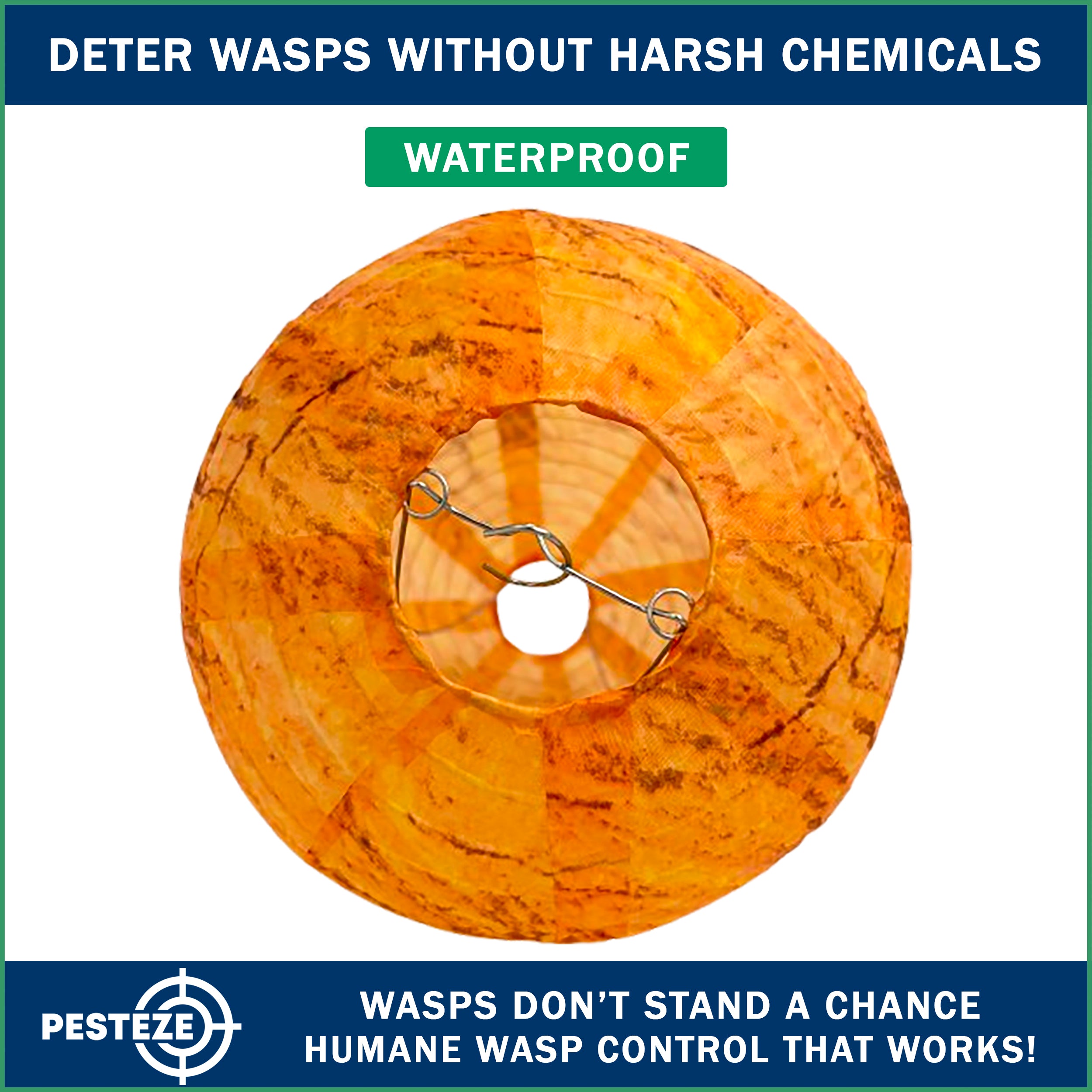 2 Pack PESTEZE® Cloth Waterproof Hanging Wasp Nest Decoy [11.8 x 8.6 Inch] Deters Several  Wasp, Hornet & Yellow Jacket Species by Simulating Enemy Hives.
