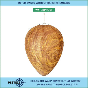 1 Pack PESTEZE® Cloth Waterproof Hanging Wasp Nest Decoy [11.8 x 8.6 Inch] Deters Several  Wasp, Hornet & Yellow Jacket Species by Simulating Enemy Hives.