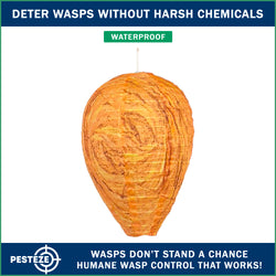 1 Pack PESTEZE® Cloth Waterproof Hanging Wasp Nest Decoy [11.8 x 8.6 Inch] Deters Several  Wasp, Hornet & Yellow Jacket Species by Simulating Enemy Hives.
