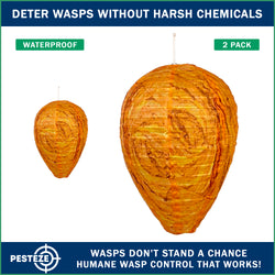 2 Pack PESTEZE® Cloth Waterproof Hanging Wasp Nest Decoy [11.8 x 8.6 Inch] Deters Several  Wasp, Hornet & Yellow Jacket Species by Simulating Enemy Hives.
