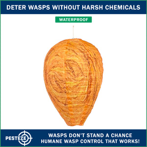 1 Pack PESTEZE® Cloth Waterproof Hanging Wasp Nest Decoy [11.8 x 8.6 Inch] Deters Several  Wasp, Hornet & Yellow Jacket Species by Simulating Enemy Hives.