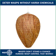 PESTEZE® USA Premium Hanging Wasp Nest Decoy [11.8 x 8.6 Inch] — Faux Hornet Hive Deterrent Helps Deter Wasps, Hornets& Yellow Jacket Species Outdoors by Simulating Rival Hives Without Harsh Chemicals
