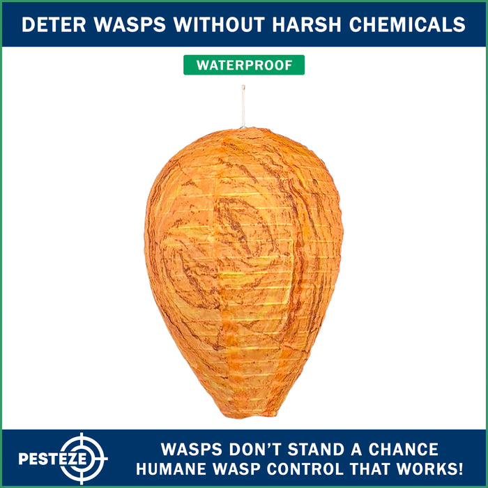 1 Pack PESTEZE® Cloth Waterproof Hanging Wasp Nest Decoy [11.8 x 8.6 Inch] Deters Several  Wasp, Hornet & Yellow Jacket Species by Simulating Enemy Hives.