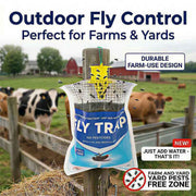 BUGEZE® USA Disposable Outdoor Hanging Fly Trap with Natural Dissolvable Bait [2 Pack] Effectively Controls All Filth Flies in Yard, Patios, Barns, Horse Ranches, Chicken Coops, Stable, Trash, Etc.
