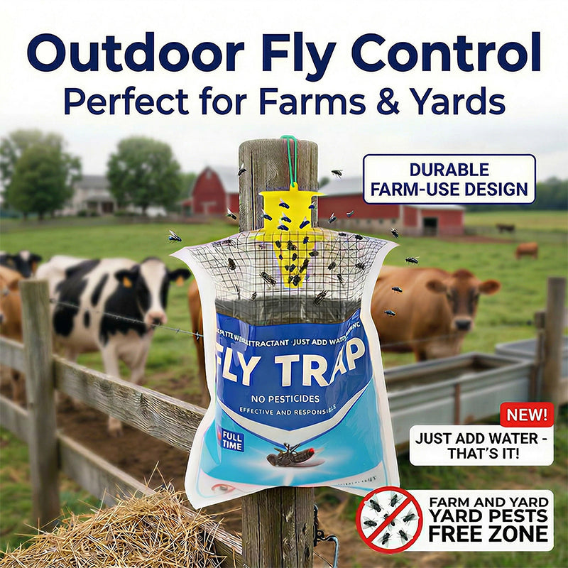 BUGEZE® USA Disposable Outdoor Hanging Fly Trap with Natural Dissolvable Bait [2 Pack] Effectively Controls All Filth Flies in Yard, Patios, Barns, Horse Ranches, Chicken Coops, Stable, Trash, Etc.