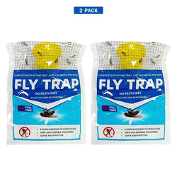 BUGEZE® USA Disposable Outdoor Hanging Fly Trap with Natural Dissolvable Bait [2 Pack] Effectively Controls All Filth Flies in Yard, Patios, Barns, Horse Ranches, Chicken Coops, Stable, Trash, Etc.