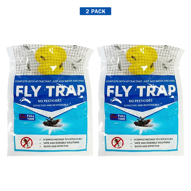 BUGEZE® USA Disposable Outdoor Hanging Fly Trap with Natural Dissolvable Bait [2 Pack] Effectively Controls All Filth Flies in Yard, Patios, Barns, Horse Ranches, Chicken Coops, Stable, Trash, Etc.