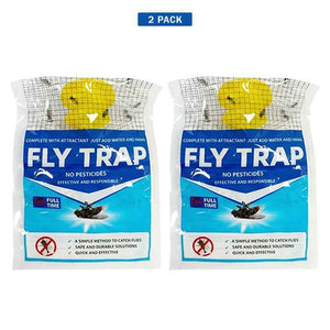 BUGEZE® USA Disposable Outdoor Hanging Fly Trap with Natural Dissolvable Bait [2 Pack] Effectively Controls All Filth Flies in Yard, Patios, Barns, Horse Ranches, Chicken Coops, Stable, Trash, Etc.