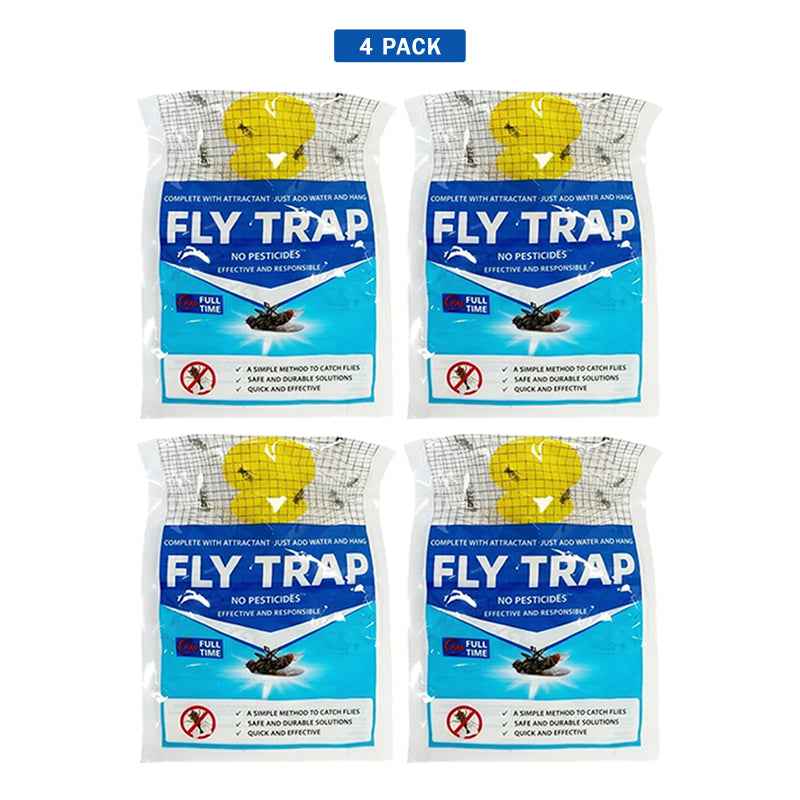 BUGEZE® USA Disposable Outdoor Hanging Fly Trap with Natural Dissolvable Bait [2 Pack] Effectively Controls All Filth Flies in Yard, Patios, Barns, Horse Ranches, Chicken Coops, Stable, Trash, Etc.