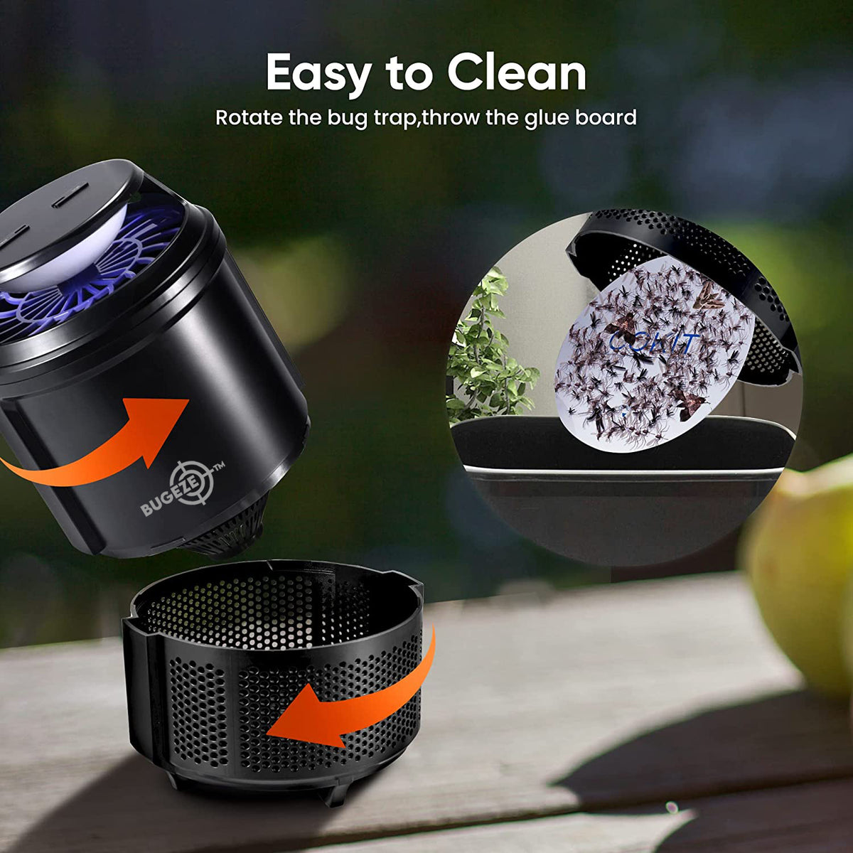 BUGEZE® USA Flying Insect Trap for Gnats, Fruit Flies, Mosquitos, Moths & More – Triple Trapping Power with UV Light, Suction Fan & Glue Trap – Safe Indoor Plug-In Insect Catcher for Kitchens & Homes