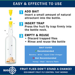BUGEZE® USA Reusable Fruit Fly Trap for Indoors – Natural Bottle Top Gnat Trap for Kitchen & Home, Durable Indoor Fruit Fly Catcher for Counters, Pantry & Sink Areas [12 Pack Orange]