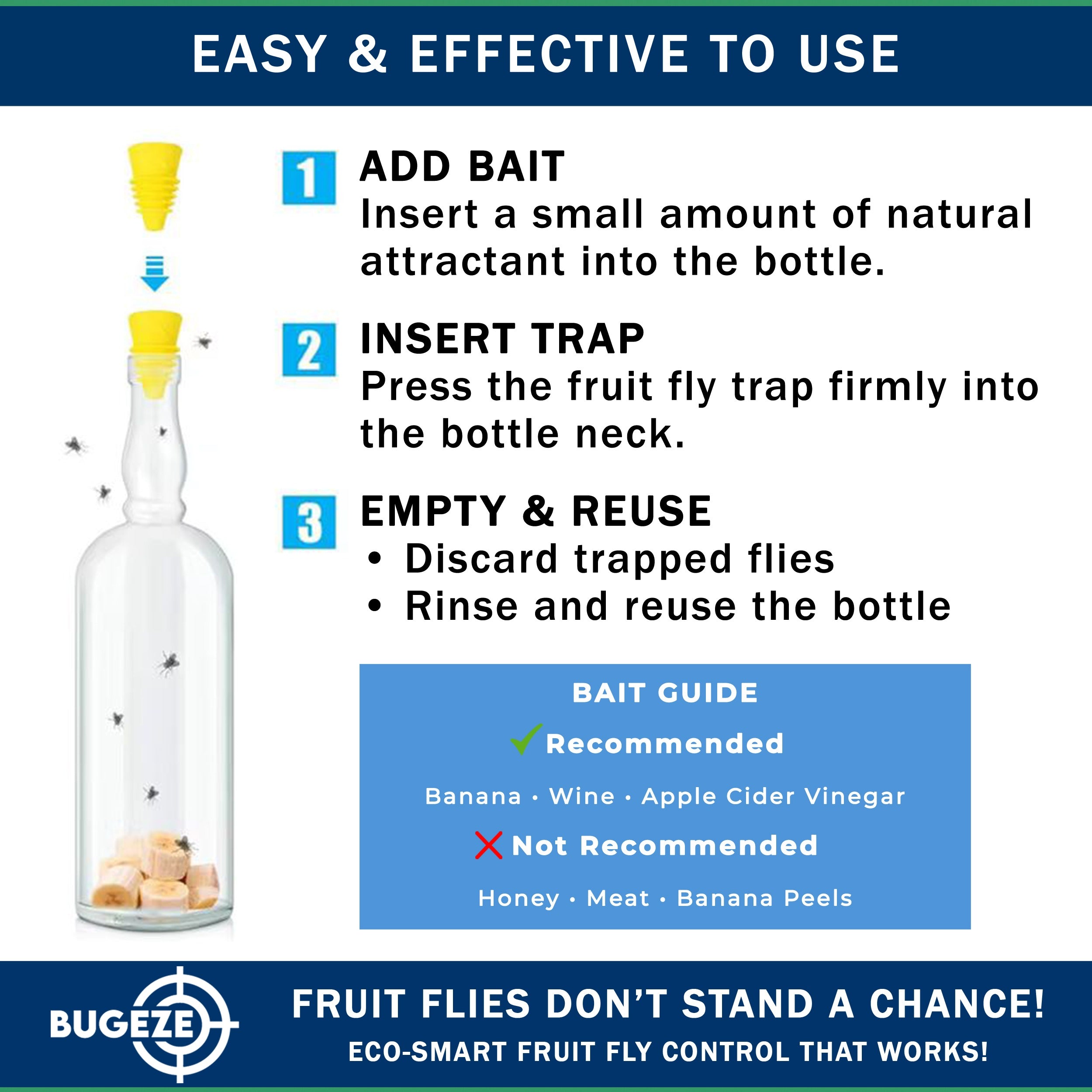 BUGEZE® USA Reusable Fruit Fly Trap for Indoors – Natural Bottle Top Gnat Trap for Kitchen & Home, Durable Indoor Fruit Fly Catcher for Counters, Pantry & Sink Areas [12 Pack Orange]