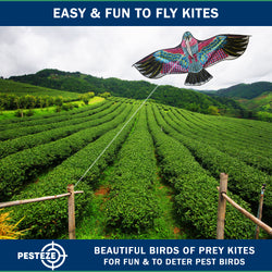 PESTEZE® USA Huge Red Eagle Kite [60x28 Inch] EZ & Fun to Fly. Also Provides Humane Bird Deterrence in Yards & Farms. Protects Vegetables, Fruits & Crops from Pest Birds & Critters