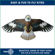 PESTEZE® USA Huge Blue Eagle [63x29 Inch]. EZ & Fun to Fly. Also provides Humane Bird Deterrence in Yards & Farms. Protects Vegetables, Fruits & Crops from Pest Birds & Critters