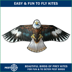 PESTEZE® USA Huge Blue Eagle Kite [2 Pack - 63x29 Inch]. EZ & Fun to Fly. Provides Humane Bird Deterrence in Yards & Farms. Protects Vegetables, Fruits & Crops from Pest Birds