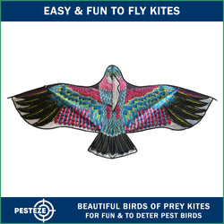 PESTEZE® USA Huge Eagle Kite [2 Pack- 60x28 Inch]. EZ & Fun to Fly. Also provides Humane Bird Deterrence in Yards & Farms. Protects Vegetables, Fruits & Crops from Pest Birds