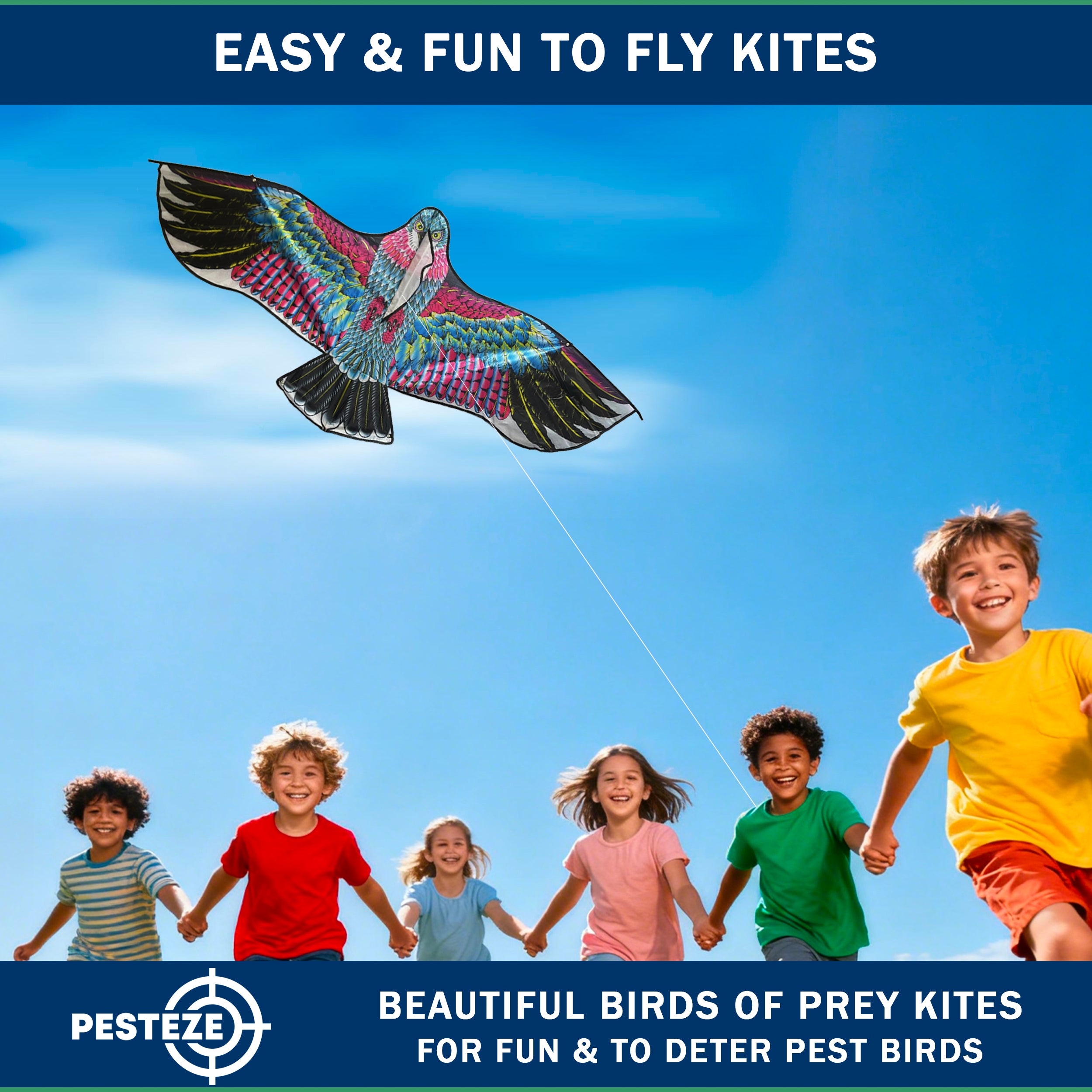 PESTEZE® USA Huge Red Eagle Kite [60x28 Inch] EZ & Fun to Fly. Also Provides Humane Bird Deterrence in Yards & Farms. Protects Vegetables, Fruits & Crops from Pest Birds & Critters